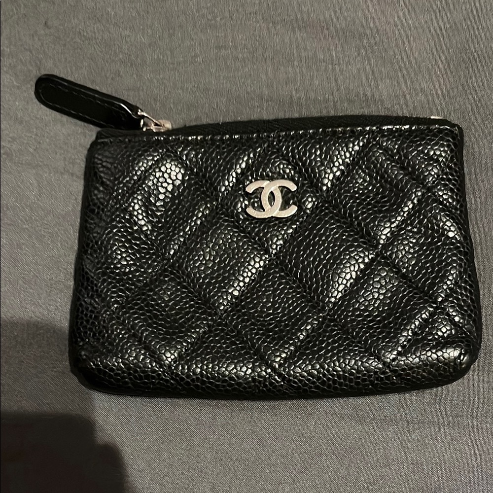 Chanel Black Quilted Leather Pouch